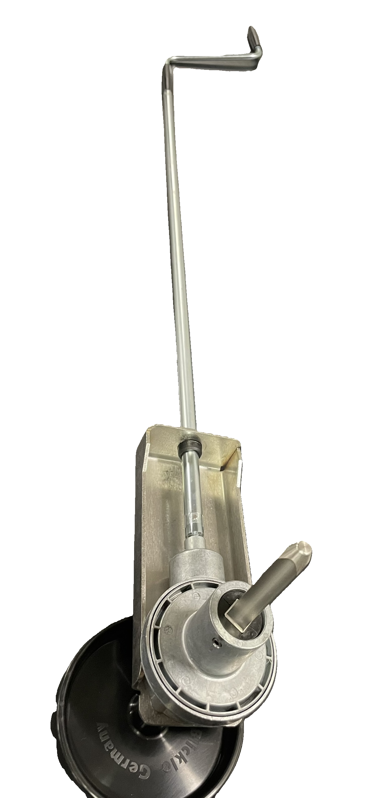 Handvev till Rib-Cover med aluminiumchassi och svart handtag sett uppifrån